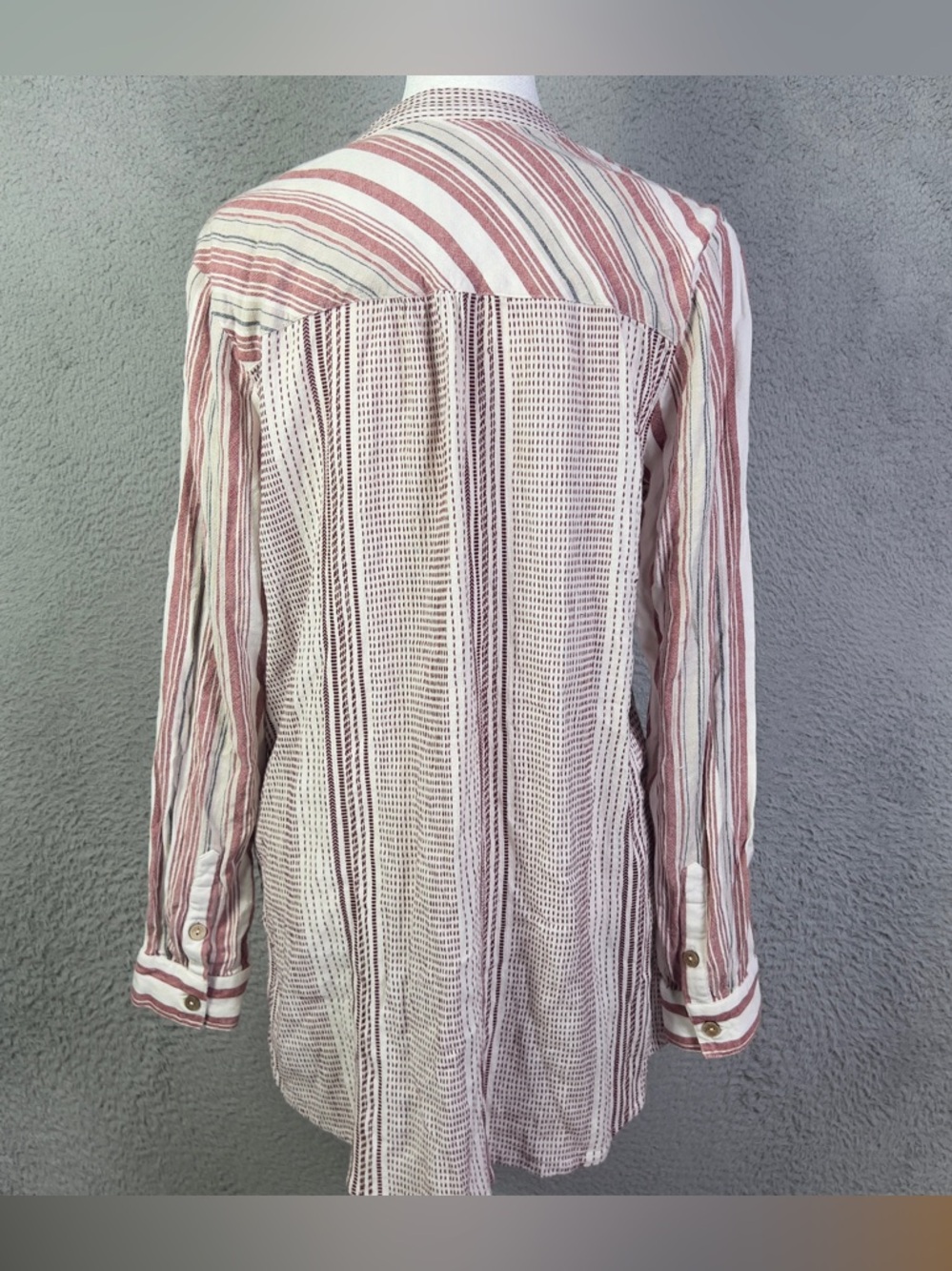 Soft Surroundings Top Womens Medium Multicolor Striped Embellished Button Preppy - Picture 3 of 11